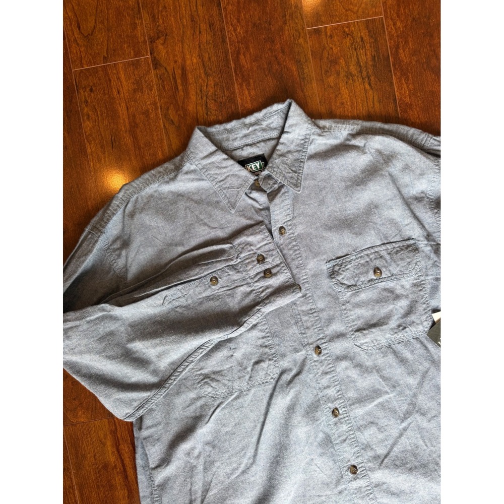 Key Industries Mens Blue Chambray Work Shirt Long Sleeve XL Reg 517.45 NEW